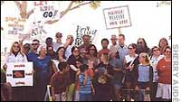 Group of supporters with signs