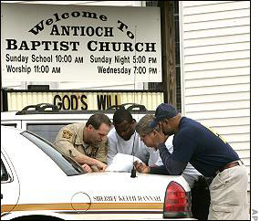 Police and ATF agents outside Antioch Baptist Church